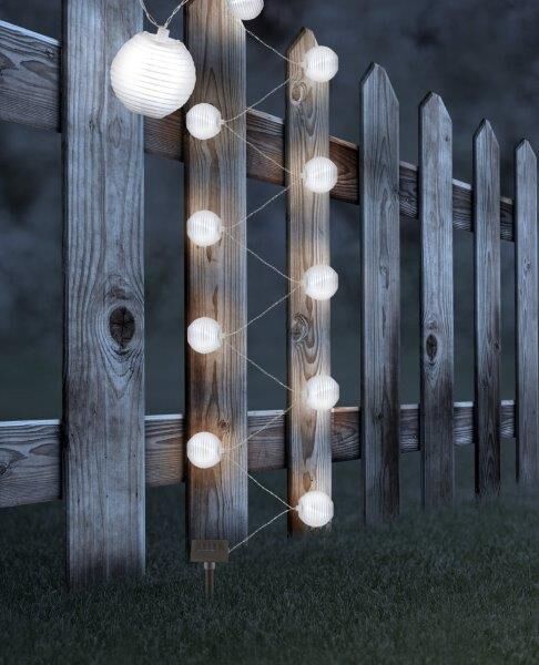 Globo 33971W solární svítidlo dekorativní, řetěz s lampiony D75mm LED 10x0,06W 4000K IP44, bílá