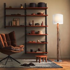 GLOBO 40210146X NORIN stojací lampa V1400mm 1xE27 dřevo, bílá