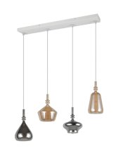 TRIO 349400417 ALDEA závěsné svítidlo 4xE14 bílá, jantarová