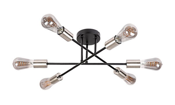 RABALUX 71026 Branwen stropní svítidlo 6xE27 D570mm matná černá, saténový chrom