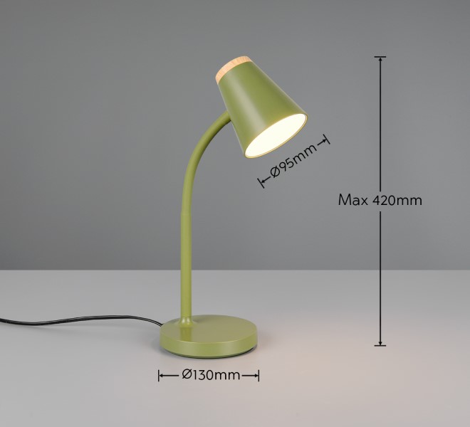 TRIO Reality R55831115 PONGO stolná lampička v360mm SMD LED 4,5W/500lm 3000K zelená