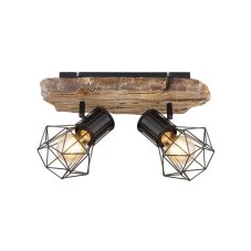 GLOBO 54017W-2 PRISKA stropné bodové svietidlo/spot 2xE27 čierna, imitácia dreva