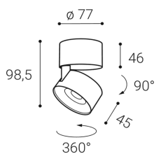 LED2 11508331DT KLIP ON stropné povrchové bodové svietidlo LED D77mm 11W/770lm 3000K TRIAC čierna, biela