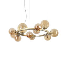 Ideal Lux 322773 PERLAGE závesné svietidlo 11xG9 D730mm saténová mosadz, jantárová
