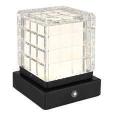 GLOBO 21009S LUNKI dotyková stolní lampička LED V100mm 2,5W/206lm 2700+6500+4000K černá, průhledná, včetně baterie CR18650 1800mAh 3,7V, USB-A 2.0 - USB-C