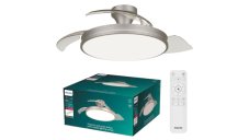 Stropní ventilátor se světlem LED 2700–6500K nikl IP20 PHILIPS Atlas 8721103096081