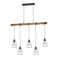 Italux PND-4290-5-L závesné svietidlo Ponte 5x60W E27 čierna, drevo