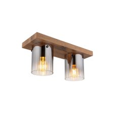 Stropné svietidlo 2x E27 drevo, dymová IP20 GLOBO lighting UNDERWOOD 15915-2