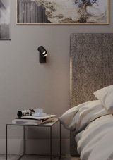 REDO 01-3421 CORINTH nástěnné bodové svítidlo/spot s vypínačem D68mm 1xGU10 černá