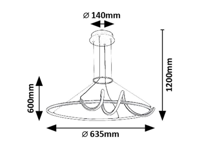 RABALUX 72022 Menazi závěsné svítidlo D635mm LED 46W/4160lm 3000-6500K černá, bílá, stmívatelné, dálkový ovladač