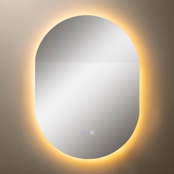LED kúpeľňové oválne zrkadlo s osvetlením a vyhrievaním 736lm 3000+4000+6000K IP44, priehľadné - Zuma Line LUSTRO D3002