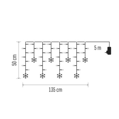 DCGW13 EMOS dekorační vánoční řetěz - závěs s vločkami LED 150x55cm, studená bílá, IP44