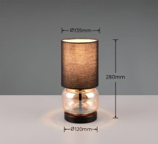 TRIO 517800113 ELIO stolná lampička V280mm 1xE27 čierna matná, jantárová