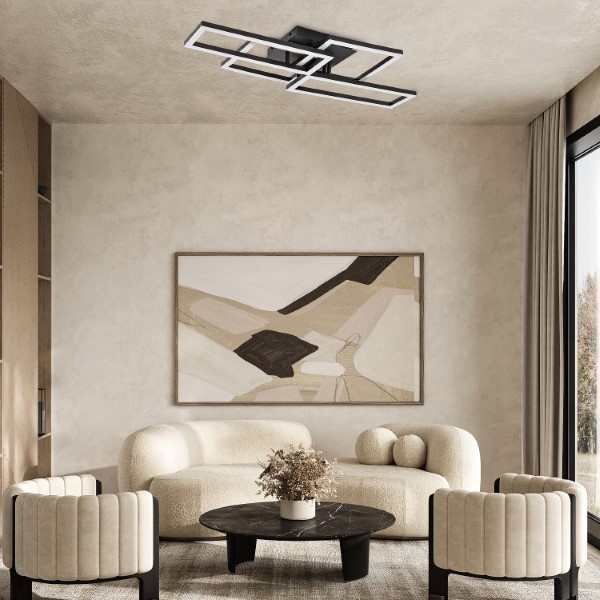 RABALUX 71389 Drusus stropní svítidlo LED 40W/3050lm 3000-6500K černá, bílá, stmívatelné, dálkový ovladač