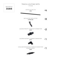 Bodová světla na liště SET 8x GU10 4 m černá Zuma Line Lulu Track 3588