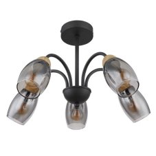 GLOBO 60297-5D GERLY stropní svítidlo D470mm 5xE14 matná černá, imitace dřeva, kouřová