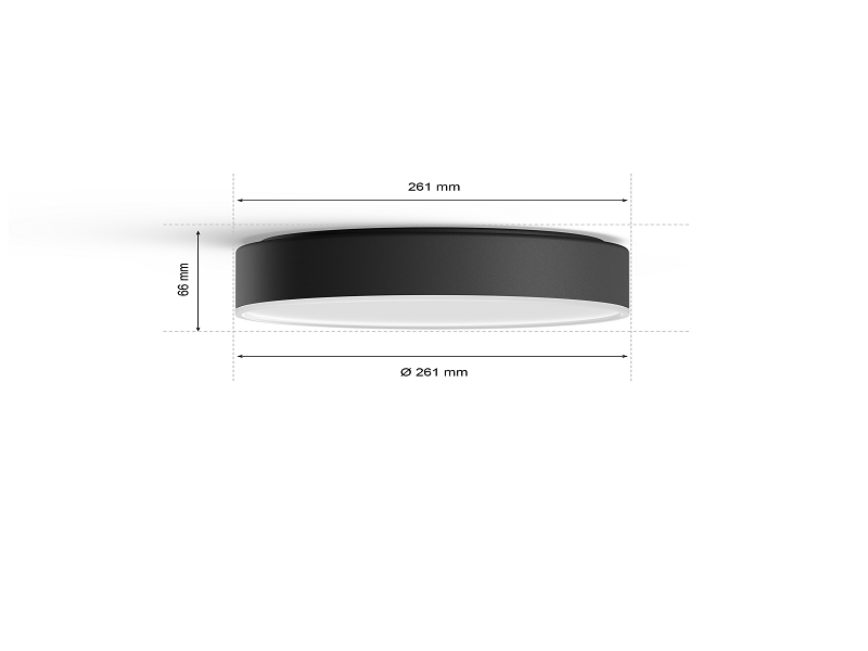 Philips HUE LED White Ambiance 41158/30/P6 Enrave S stropné svietidlo 9,6W 1220lm 2200-6500K 26,1cm čierne stmievateľné BlueTooth + HUE Switch