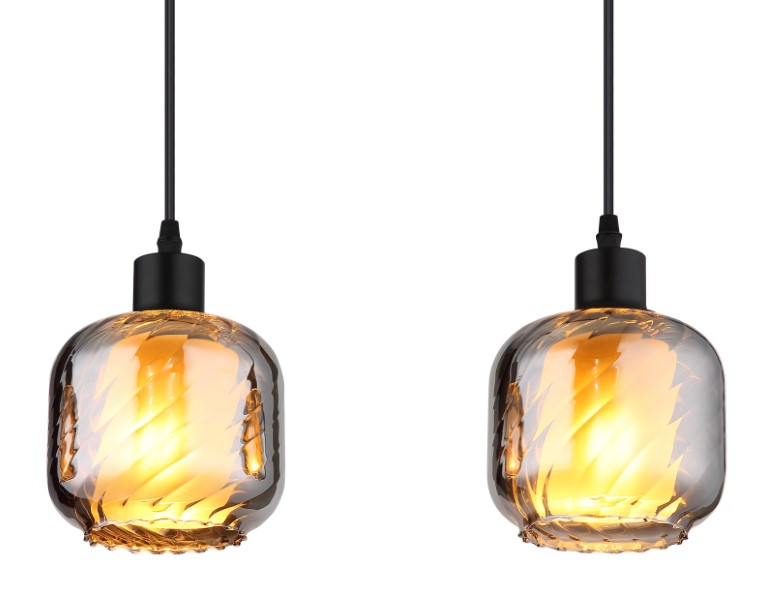 GLOBO 15754-4H XIA závěsné svítidlo 4xE27 černá, kouřová