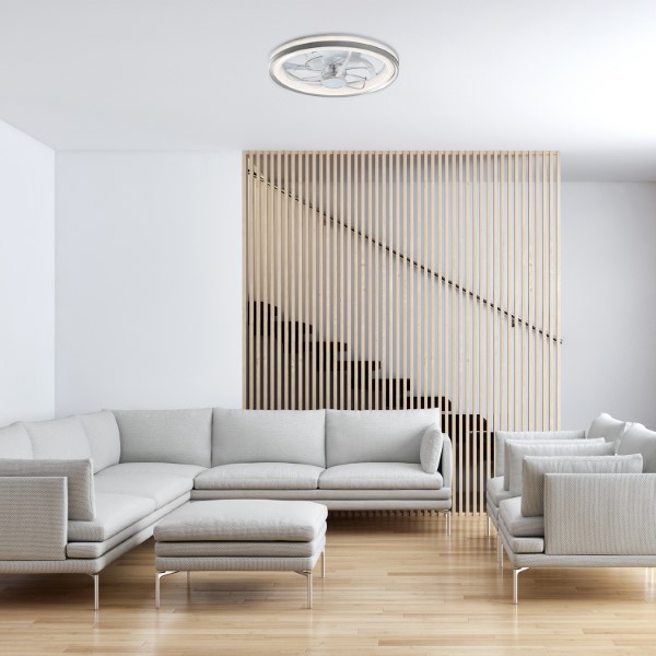 RABALUX 71335 Fanricius stropné svietidlo s ventilátorom D480mm LED 40W/2200lm 3000+4000+6000K strieborná, stmievateľné, diaľkový ovládač