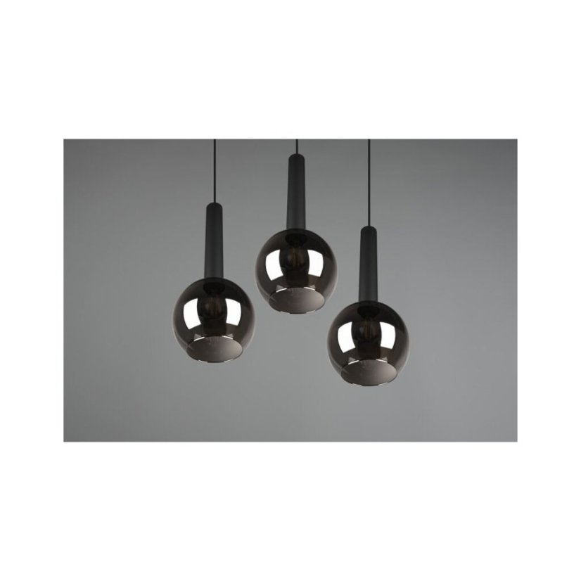 TRIO 310390332 CLAYTON závesné svietidlo 3xE27 D450mm čierna matná, dymová