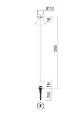 REDO 90469 ELFIC venkovní stojanové svítidlo/sloupek SMD LED V1200mm 12W 1402/690lm 3000K IP54 zelená