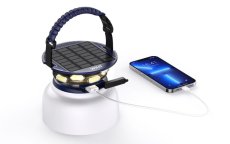 Immax 08493L  solárna kempingová lampa LED 10W 3600-4400K RGB IP65, modrá, solárny panel, stmievateľná, integrovaný RGB pásik