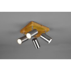 TRIO 812400407 MARLEY bodové svítidlo 4xGU10 matný nikl, dřevo