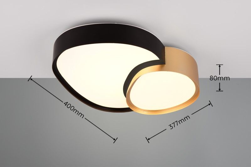 TRIO 647510280 RISE stropní svítidlo SMD LED 21W/2400lm 2700-6500K černo-zlatá, stmívatelné, dálkový ovladač