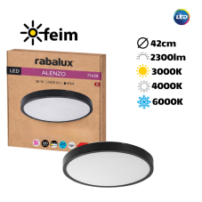 RABALUX 71439 Alenzo stropní svítidlo D420mm LED 36W/2300lm 3000+4000+6000K IP44 černá, DIP switch