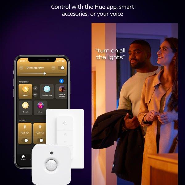 8720169329058 Philips HUE Aurelle stropní panel LED 300x300mm 19W/1940lm 2200-6500K černá bluetooth