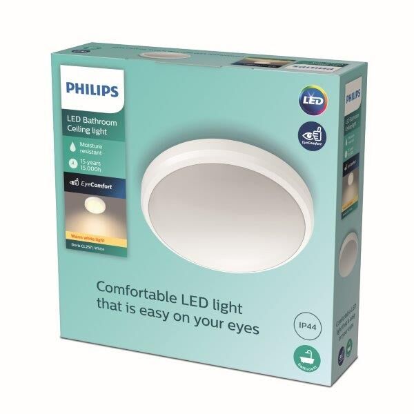 Philips Doris LED CL257 Stropné svítidlo do koupelny kruhové 6W/600lm 220mm 2700K IP44 bílá