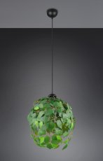 TRIO Reality R10461915 LEAVY závěsné svítidlo D380mm 1xE27 černá matná, zelená
