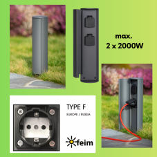 LUCIDE 27849/12/29 POWERPOINT exteriérový zásuvkový stĺpik Type F - EUR/RUS IP44 antracitová (bez kolíka)