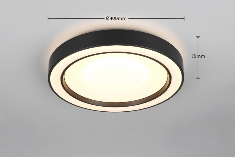 TRIO Reality R65091432 ARCO stropné svietidlo D400mm SMD LED 22W/2500lm 2700 - 6000K čierna matná, diaľkový ovládač