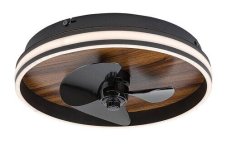 RABALUX 71016 Faustine stropní svítidlo s ventilátorom LED D470mm 30W/1000lm 3000-6500K černá, bílá, imitace dřeva, dálkový ovladač