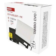 Reflektor so senzorom LED 2000lm 4000K čierna IP44 EMOS TAMBO Evo ZS2924
