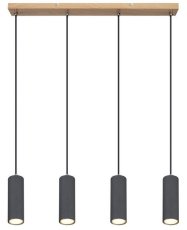GLOBO 57911-4HG ROBBY závesné svietidlo 4xGU10 grafit, imitácia dreva