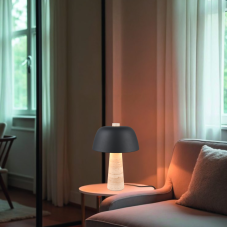 TRIO SELECT 567800232 TIMBA stolní lampička V410mm 2xE27 přírodní kámen, černá matná