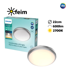 Philips Doris LED CL257 Stropné svítidlo do koupelny kruhové 6W/600lm 220mm 2700K IP44 nikl