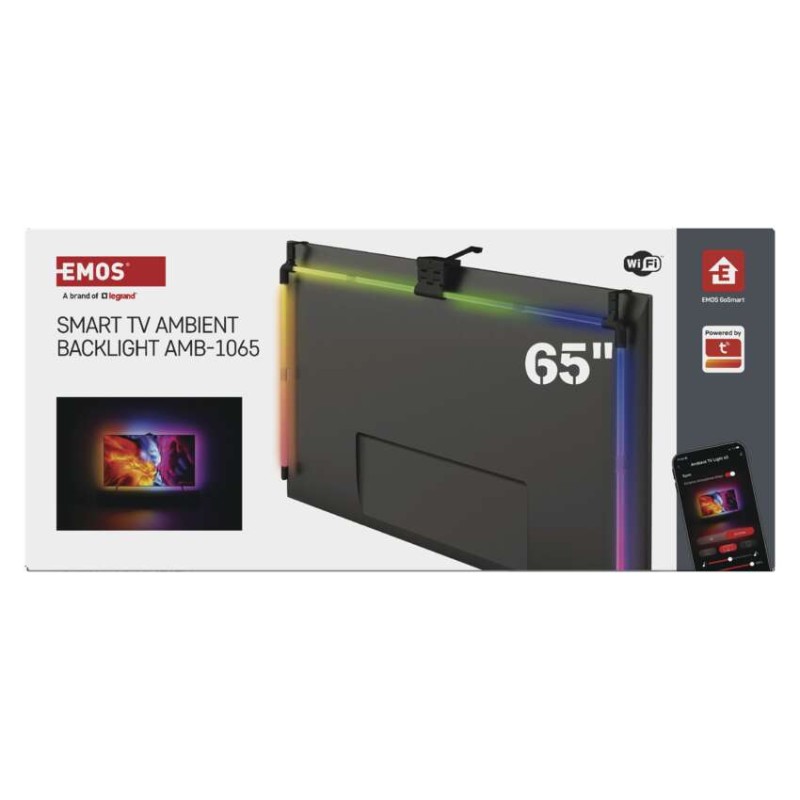 EMOS 1551650000 GoSmart LED pás za TV 65“ (164 cm) 24W 610lm čierna/biela