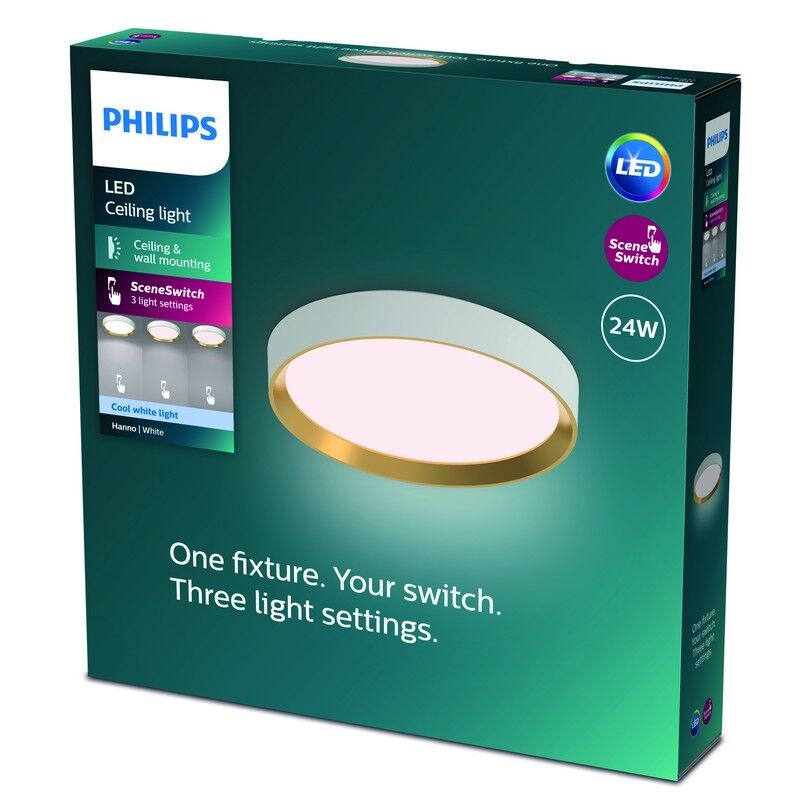 Philips 8720169301399 Hanno stropné svietidlo D384mm LED 24W/2800lm 4000K biela, zlatá, SceneSwitch