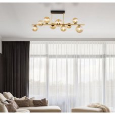 GLOBO 56135-9D RIHA stropní svítidlo 9xG9 černá, mosaz, jantarová