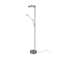 TRIO 424210307 BARRIE stojací lampa dotyková LED D300mm 32W/4000lm, 6W/600lm 2700+3300+4000K matný nikl, stmívatelné