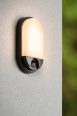 LUCIDE 22864/10/30 HUPS IR venkovní nástěnné svítidlo se senzorem LED 10W/950lm 3000K IP54 černá, opálová