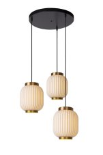 LUCIDE 13435/03/31 GOSSE Závěsné svítidlo E27 3x40W bílá, matné zlato/mosaz