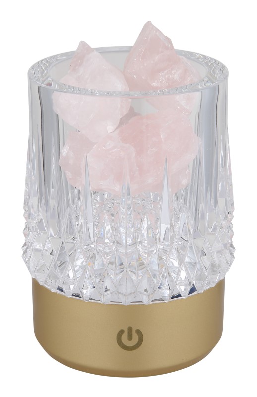GLOBO 21044 LIZZY dekoračné osvetlenie V105mm LED 1W 110/95lm 3000K zlatá, USB Cable incl., dekoračné kamene ružové, krištáľový efekt, darčekové balenie, 3StepDIM