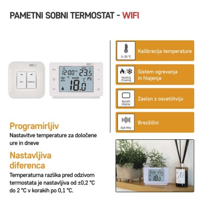 Emos P56211 GoSmart Bezdrátový pokojový termostat, bílá, WiFi