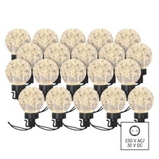 EMOS DCPW07 vánoční řetěz párty žárovky 20 LED 7,6m 6W teplá bílá, IP44, barva drátu - černá, adaptér