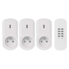P0070 EMOS 4-set - diaľkovo ovládané zásuvky 3x, diaľkový ovládač 1x, vrátane batérie 1×3V CR2032, IP44, biela