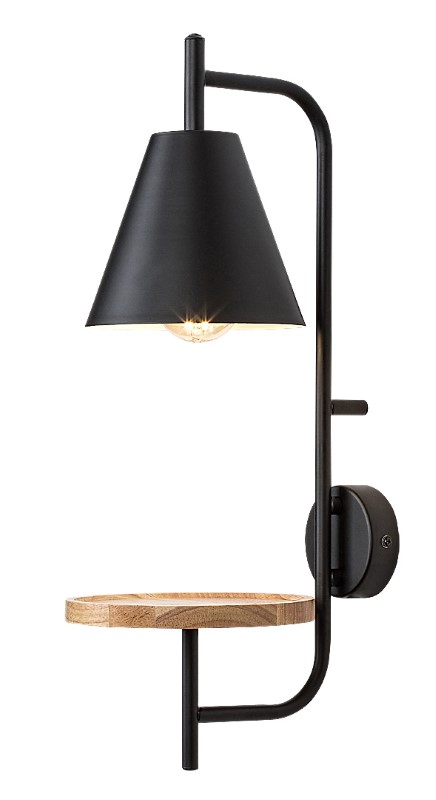 RABALUX 71293 Azome nástěnné svítidlo s vypínačem D150mm 1xE27 černá, dřevo